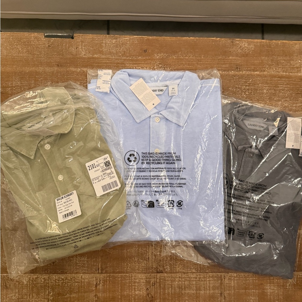 Lands' End Men's Polo Shirt - Light Blue